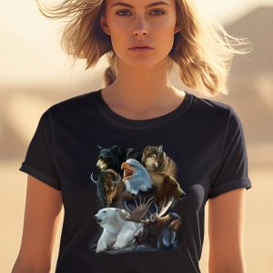 Wild Animal Collage Crewneck Shirt