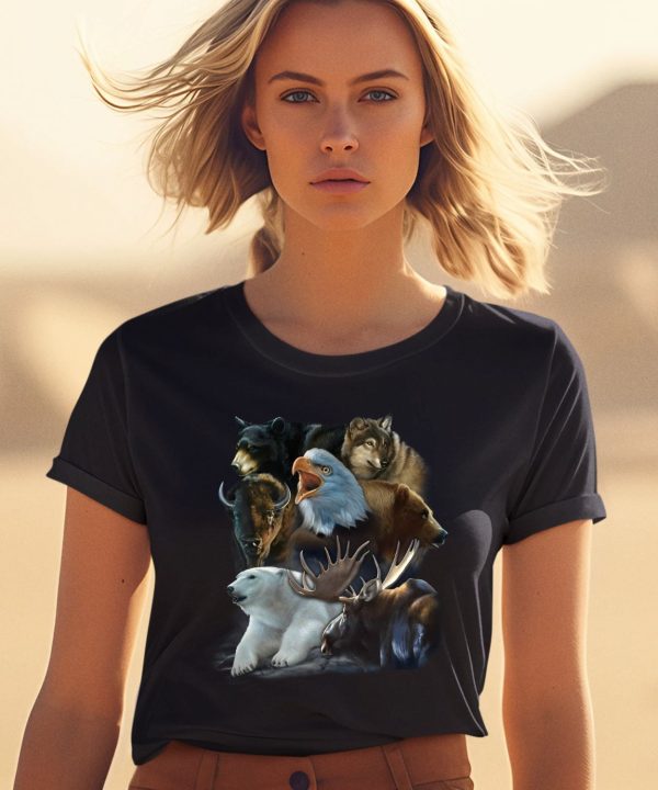 Wild Animal Collage Crewneck Shirt