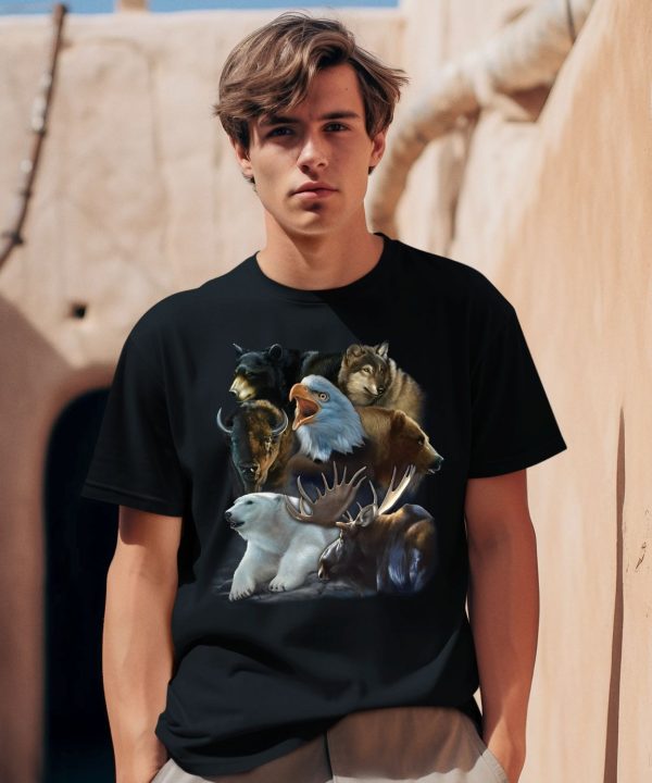 Wild Animal Collage Crewneck Shirt0