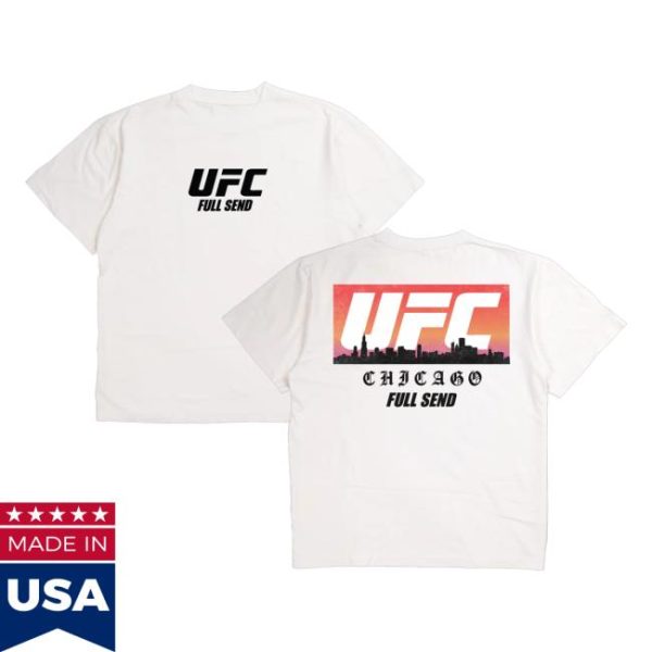 kenny Full Send Merch Store Shop Ufc Chicago Skyline White T Shirtaa