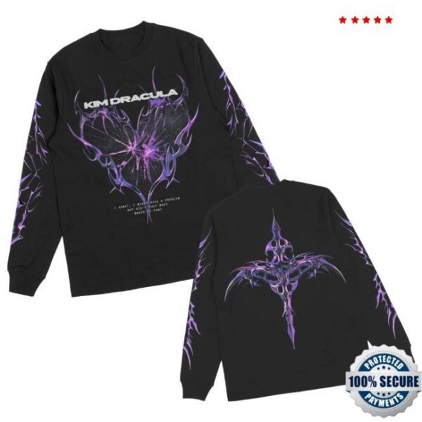 kenny Kim Dracula Store Merch Purple Heart Long Sleeve Blacka