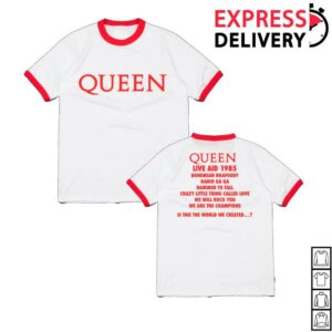 kenny Queen Online Store Merch Queen At Live Aid Red And White Ringer T Shirt