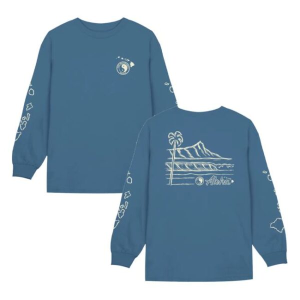 kenny Tcsurf Merch Store Sketch Diamond Head Scenic Long Sleeveaa