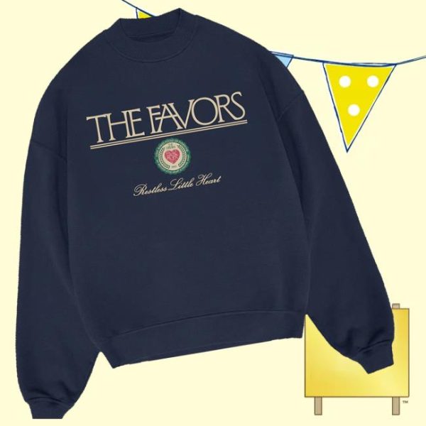 kenny The Favors Merch Store Shop Navy Restless Little Heart Crewneck Fleecea