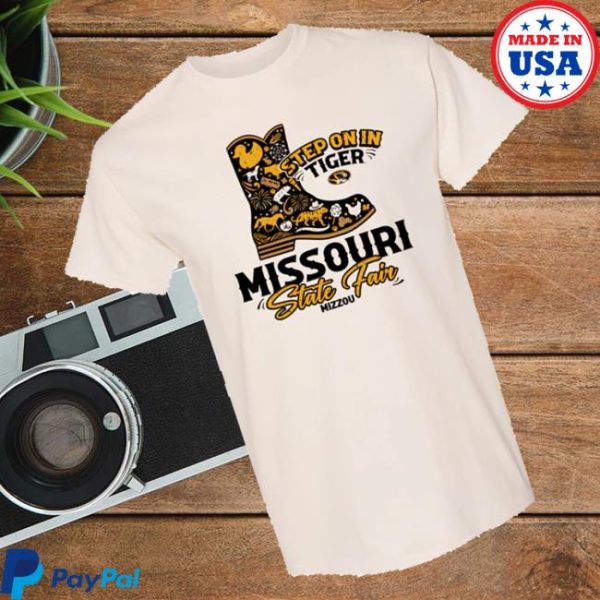 kenny Tiger Team Store Mizzou Tigers Missouri State Fair 2025 Exclusive Step On In Tigers Cowboy Boot Cream T Shirta