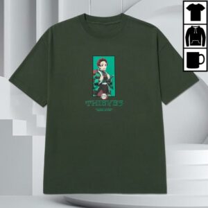 kenny 100Thieves Merch Store Tanjiro Checks T Shirt Forest Green