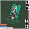 kenny 100Thieves Merch Store Tanjiro Checks T Shirt Forest Greenaa