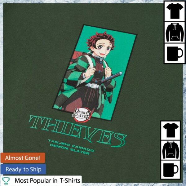 kenny 100Thieves Merch Store Tanjiro Checks T Shirt Forest Greenaa