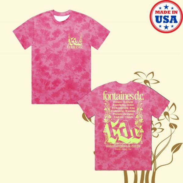 kenny Fontaines Dc Shop Merch Romance Tracklist Pink Crystal Dye T Shirt