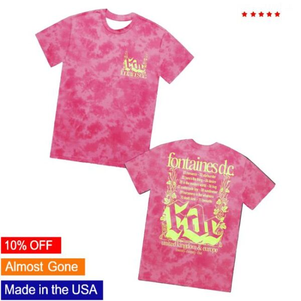 kenny Fontaines Dc Shop Merch Romance Tracklist Pink Crystal Dye T Shirtv