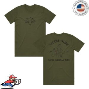 kenny Little Simz Merch Store Lotus Tour European Map Army Green Tee kenny Little Simz Merch Store Lotus Tour European Map Army Green Tee
