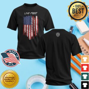 kenny Valuetainment Merch Live Free Usa Flag Black Short Sleeve T Shirt