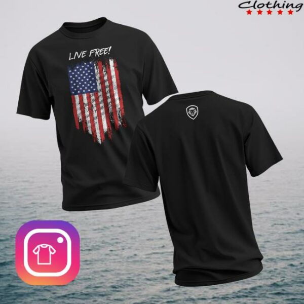 kenny Valuetainment Merch Live Free Usa Flag Black Short Sleeve T Shirta