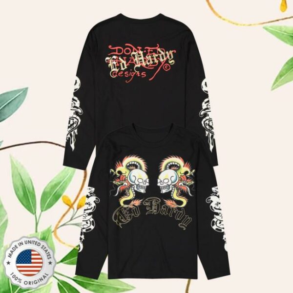 kenny Ed Hardy Originals Merch Tiger Flames Ls Thermal Tee