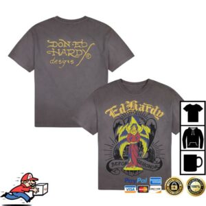 kenny Ed Hardy Originals Merch Wing Skull Boxy Tee Sunfade Grey