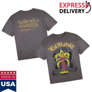 kenny Ed Hardy Originals Merch Wing Skull Boxy Tee Sunfade Greya kenny Ed Hardy Originals Merch Wing Skull Boxy Tee Sunfade Greya