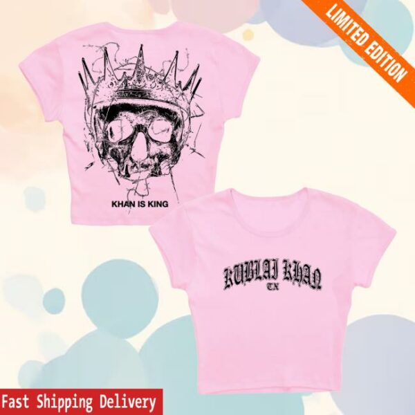 kenny Rise Records Merch Store Kublai Khan Tx Khan Is King Pink Girls Cropped Baby T Shirt