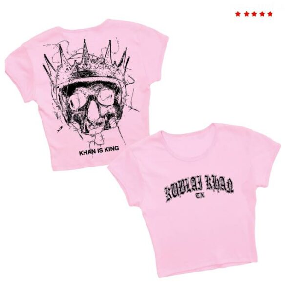 kenny Rise Records Merch Store Kublai Khan Tx Khan Is King Pink Girls Cropped Baby T Shirta