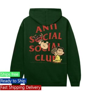 kenny Antisocialsocialclub Merch Store Assc X Peanuts Sigh Hoodie Dark Greena