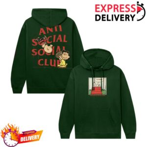 kenny Antisocialsocialclub Merch Store Assc X Peanuts Sigh Hoodie Dark Greenaa