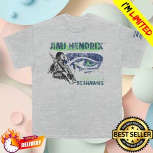 Authentic Hendrix Merch Jimi Hendrix X Seattle Seahawks Heather Grey Tee