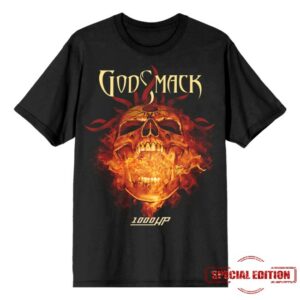 Godsmack Merch 1000Hp Skull Flames Tee