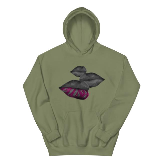 Groovyie Merch Store Plush Grey Lips Unisex Hoodie 2 Groovyie Merch Store Plush Grey Lips Unisex Hoodie
