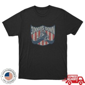 3 Doors Down Merch Store Vintage Biker Shield T Shirt