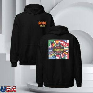 Acdc Merch Store Pwr Up World Tour Flags Hoodie