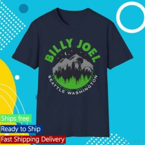 Billy Joel Merch Store New Special Edition Seattle Wa Skyline 5-24-24 Event Navy T-Shirt