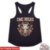 Cmc Rocks Merch Store Floral Skull Ladies Navy Singlet