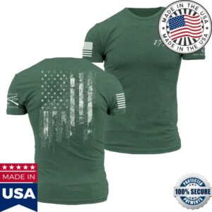 Grunt Style Merch Store 1776 Flag Shirt Heather Forest Green