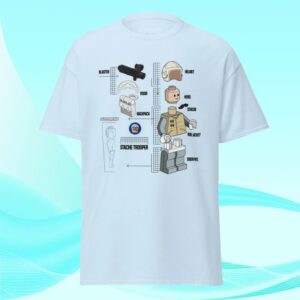 Studstache Shop Merch Store Stache Trooper Breakdown T-Shirt