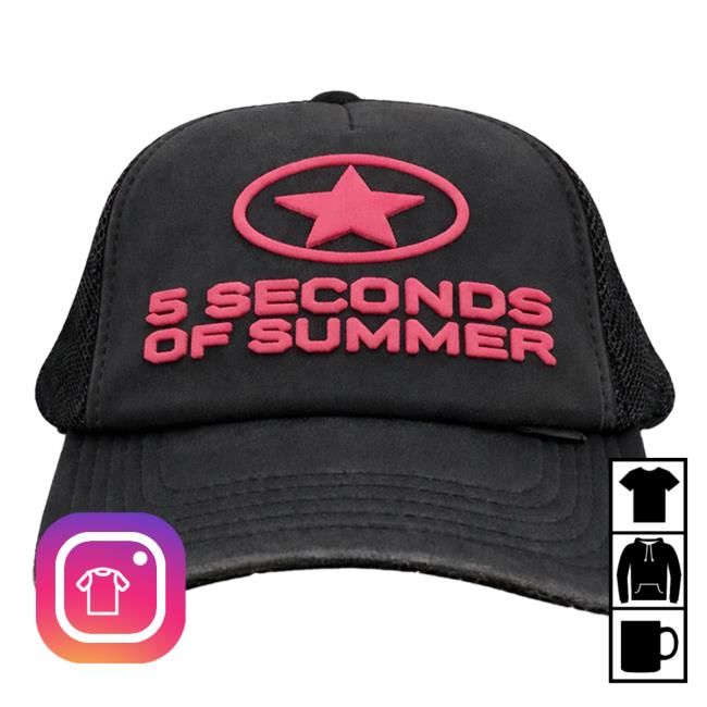5 Seconds Of Summer Merch Store Star Pink Logo Trucker Cap 2 5 Seconds Of Summer Merch Store Star Pink Logo Trucker Cap