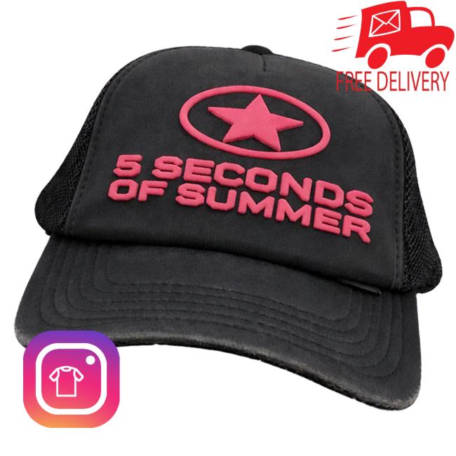 5 Seconds Of Summer Merch Store Star Pink Logo Trucker Cap 3 5 Seconds Of Summer Merch Store Star Pink Logo Trucker Cap