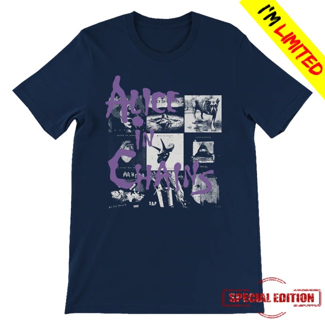 Alice In Chains Merch Navy Album Covers T-Shirt 2 Alice In Chains Merch Navy Album Covers T-Shirt