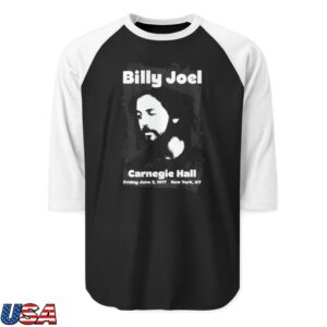 Billy Joel Store Merch 1977 Carnegie Hall Raglan Baseball T-Shirt