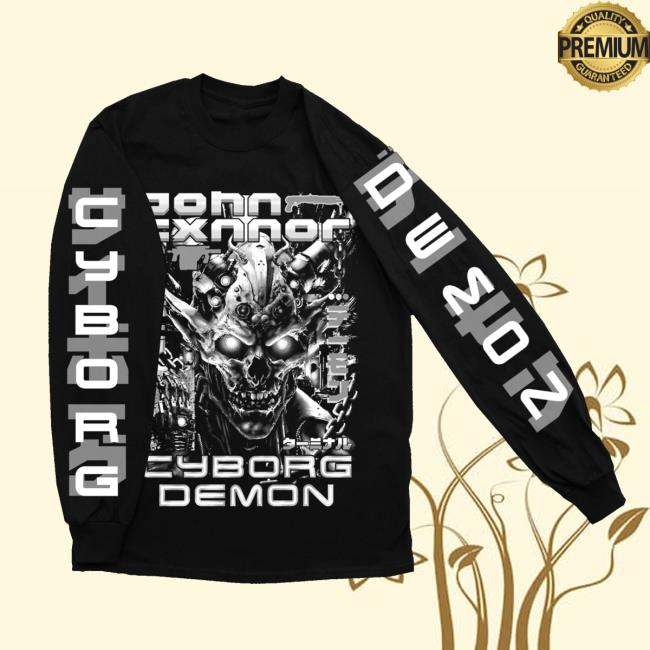 Gravitated Merch Store John Cxnnor Cyborg Demon Black White Long Sleeve