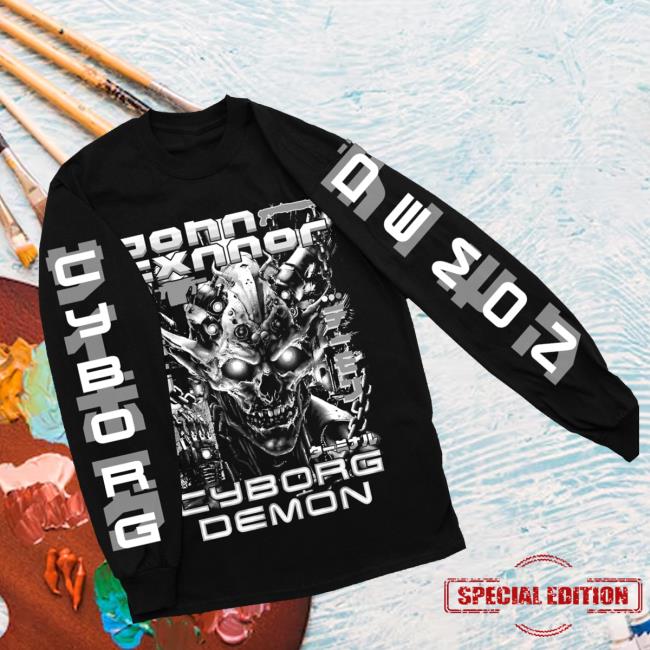 Gravitated Merch Store John Cxnnor Cyborg Demon Black White Long Sleeve