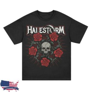 Halestorm Merch Store Penta Rose T-Shirt Black
