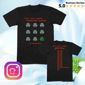 Stiff Little Fingers Merch Store Barrowland Shamrock 2026 Event T-Shirt Black