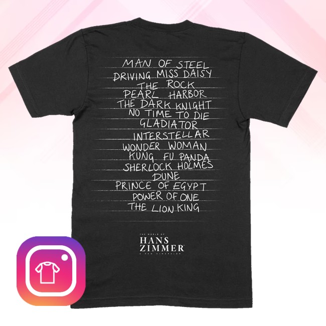 The World Of Hans Zimmer Merch Store Titles Black T-Shirt 4 The World Of Hans Zimmer Merch Store Titles Black T-Shirt