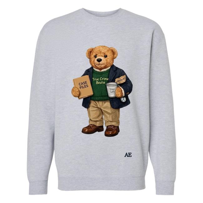 Annie Elise Merch Store True Crime Bear Sweatshirt 2 Annie Elise Merch Store True Crime Bear Sweatshirt