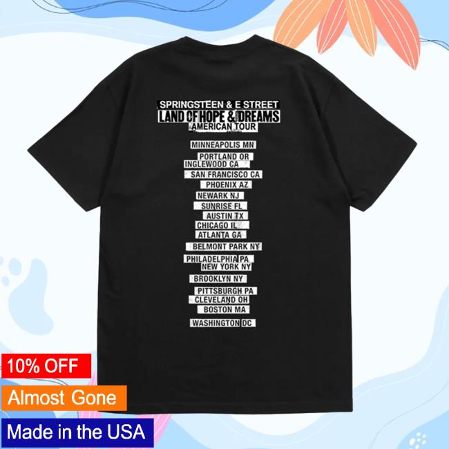 Bruce Springsteen Merch Store 2026 Land Of Hope & Dreams American Tour No Kings Tee Black