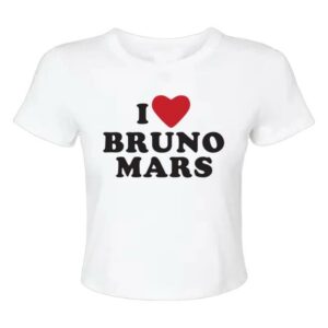 Bruno Mars Merch Store I Heart Bruno Mars Baby Tee White