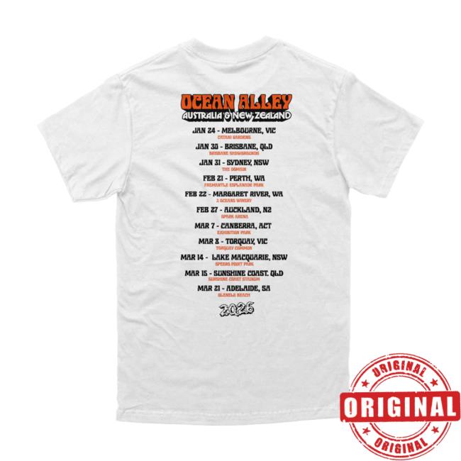 Ocean Alley Merch Store Ocean Alley 2026 Aus Nz Tour White Tee