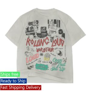 Rolling Loud Merch Store World Tour Collage Distressed White Tee