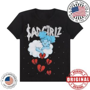 Sad Girlz Clothing Merch Store Broken Heart Blu Black Crop Tee