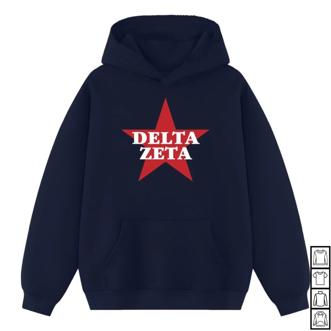 The Hang Loose Hut Merch Store Delta Zeta Rising Star Hood Stitch Sorority Hoodie