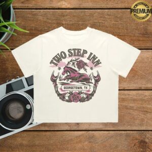 Two Step Inn Merch Store Women's Horse Rhinestone Lineup Crop Tee